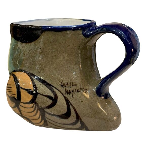 Signed Guatemalan Mayanke Hand-Crafted Terracotta Owl Mug 14 oz. - Picture 6 of 10